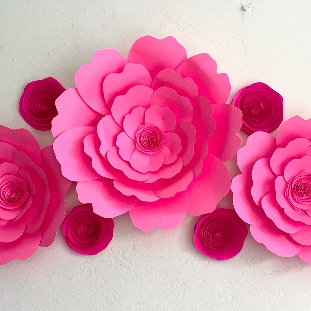 Barbie core giant paper flowers wall decor